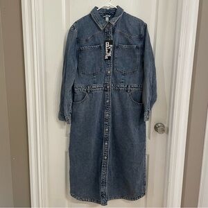 Future Collective Heavyweight Denim Long Sleeve Button-down Dress Size 14